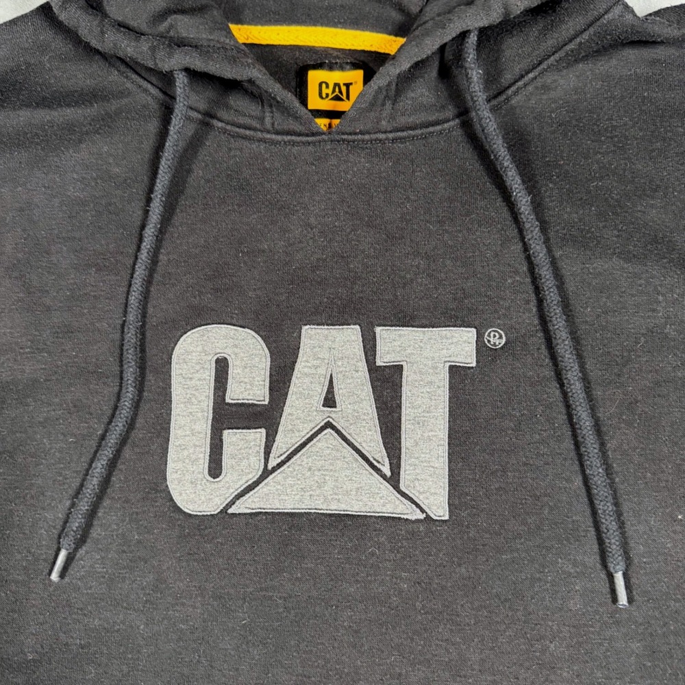 CAT Caterpillar Crossover Neck Graphic Hoodie Black Size Womens Large Workwear - Picture 3 of 8